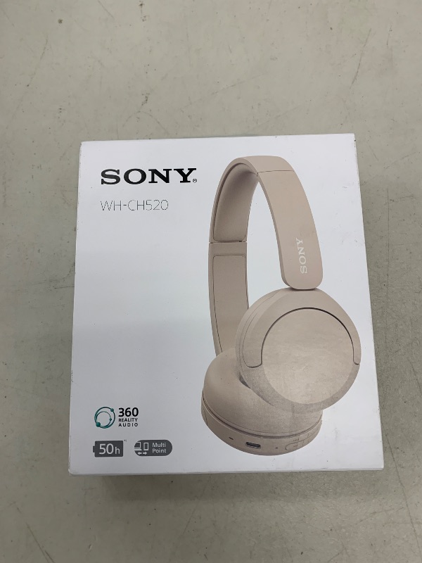 Photo 1 of Sony WH-CH520 Best Wireless Bluetooth On-Ear Headphones with Microphone for Calls and Voice Control, Up to 50 Hours Battery Life with Quick Charge Function, Includes USB-C Charging Cable - Beige