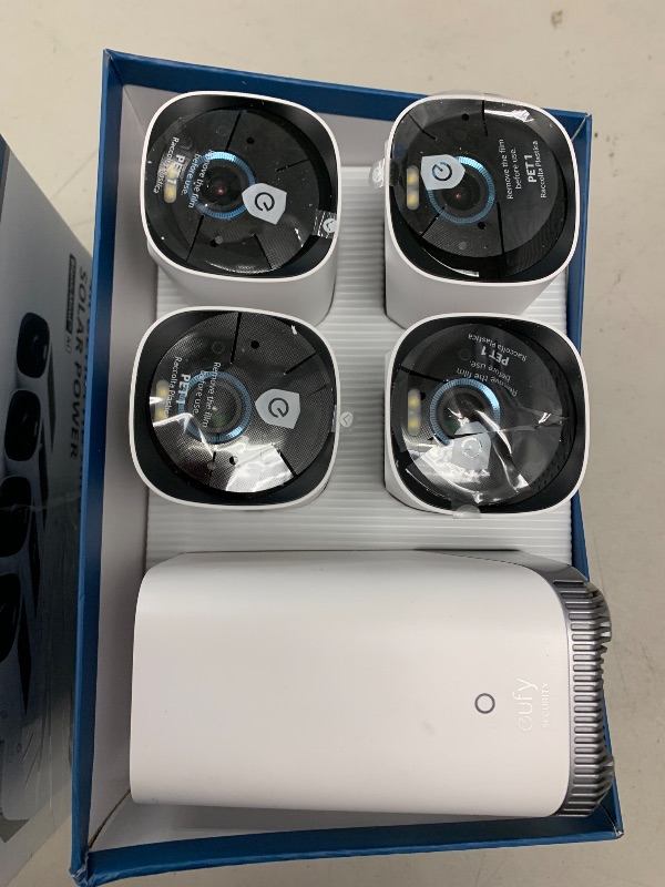 Photo 1 of eufy Security eufyCam 3 4-Cam Kit,Security Camera Outdoor Wireless,4K Camera with Integrated Solar Panel, Forever Power,Face Recognition AI,Expandable Local Storage,Spotlight, 2.4 GHz Wi-Fi(Renewed)