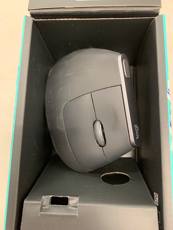 Photo 1 of Logitech MX Vertical Wireless Mouse – Ergonomic Design Reduces Muscle Strain, Move Content Between 3 Windows and Apple Computers, Rechargeable, Graphite
