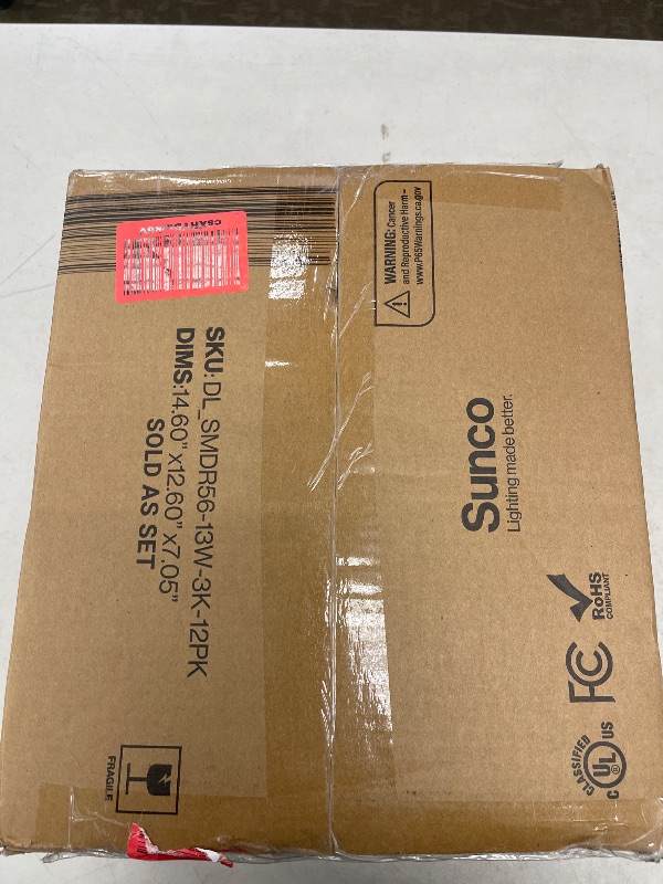 Photo 1 of Sunco 12 Pack 6 Inch LED Can Lights, Retrofit Recessed Lighting, Smooth Trim, 965 LM, 13W (75W Equivalent), 3000K Warm White, Dimmable, Damp Rated UL.