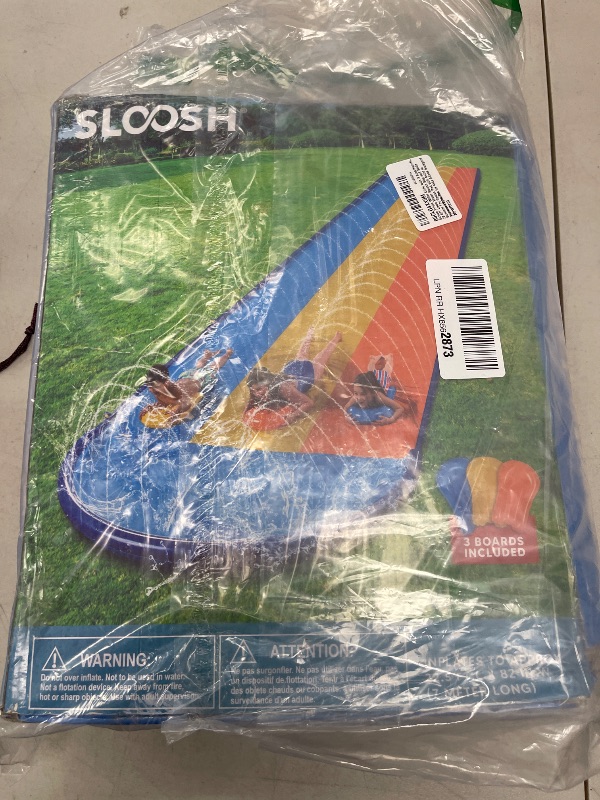 Photo 1 of Sloosh Triple Water Slide with 3 BodyBoards, 22.5FT Lawn Water Splash Slip and Slide Summer Toy Splash Pad with Build in Advanced Sprinkler for Kids Adults Backyard Summer Water Fun