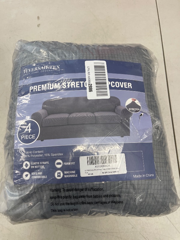 Photo 1 of H.VERSAILTEX 4 Piece Stretch Sofa Covers for 3 Cushion Couch Covers for Living Room Furniture Slipcovers (Base Cover Plus 3 Seat Cushion Covers) Upgraded Thicker Jacquard Fabric (Sofa, Grey)