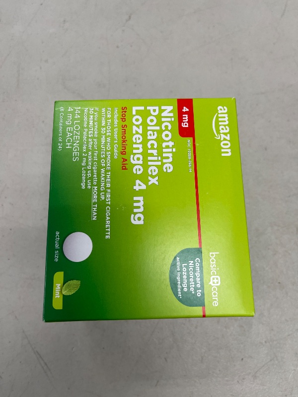 Photo 1 of Amazon Basic Care Nicotine Polacrilex Lozenges, 4 mg, Mint Flavor, Stop Smoking Aid, 144 Count