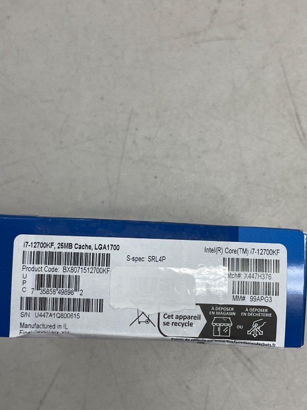 Photo 1 of Intel® Core™ i7-12700KF Desktop Processor 12 (8P+4E) Cores up to 5.0 GHz Unlocked LGA1700 600 Series Chipset 125W