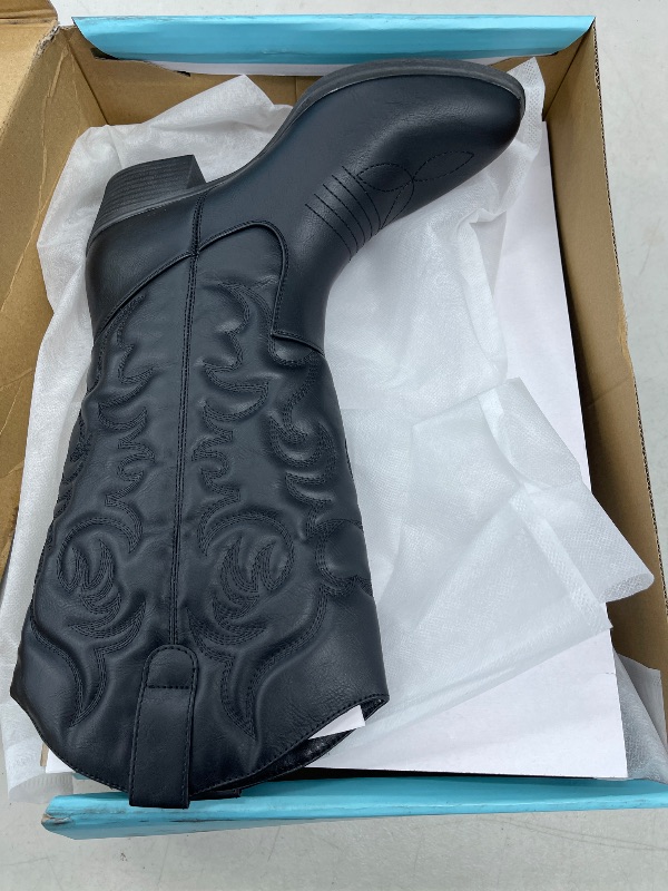 Photo 1 of Vepose Women's Cowboy Boots Western Cowgirl Round Toe Mid Calf Boots,Black,Size 9M US(CJY9801 Black 09)
