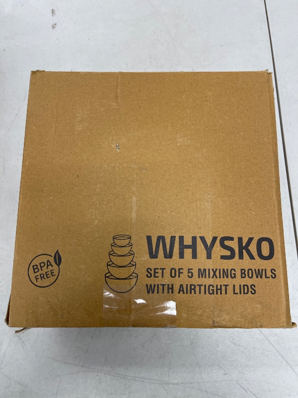 Photo 1 of WHYSKO Stainless Steel Mixing Bowls With Lids Set, 5 Sizes Nesting Mixing Bowls for Your Kitchen Meal Prep, Cooking, Baking, and Food Storage (Blue Bowls with White Lids)