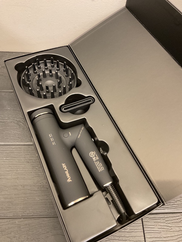 Photo 1 of ANNLARY Plasma Ion Hair Dryer with Diffuser for Curly Hair, 110000 RPM Professional High Speed Blow Dryer with Plasma Ion, 1500W Foldable Travel Hairdryer with 6.5 Ft Cord Fast Drying for Women Men