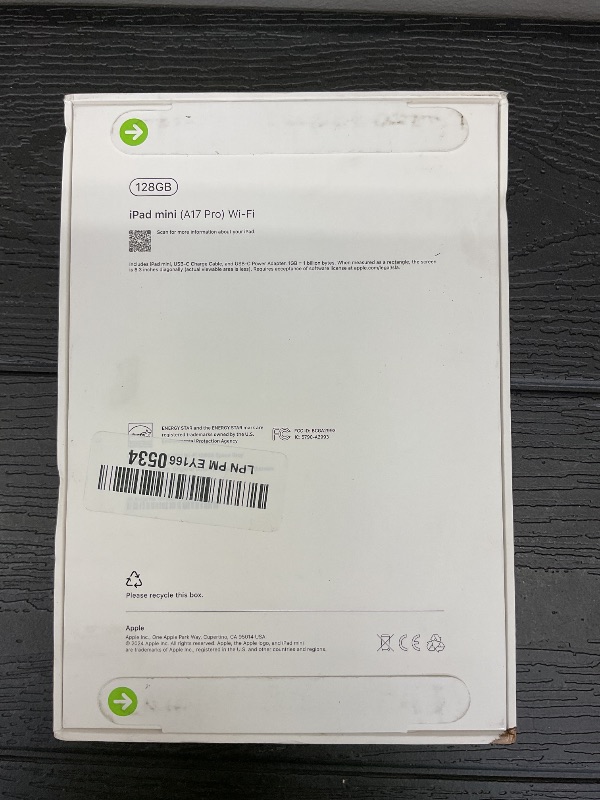 Photo 1 of Apple iPad mini (A17 Pro): Apple Intelligence, 8.3-inch Liquid Retina Display, 128GB, Wi-Fi 6E, 12MP Front/12MP Back Camera, Touch ID, All-Day Battery Life — Space Gray*****factory sealed