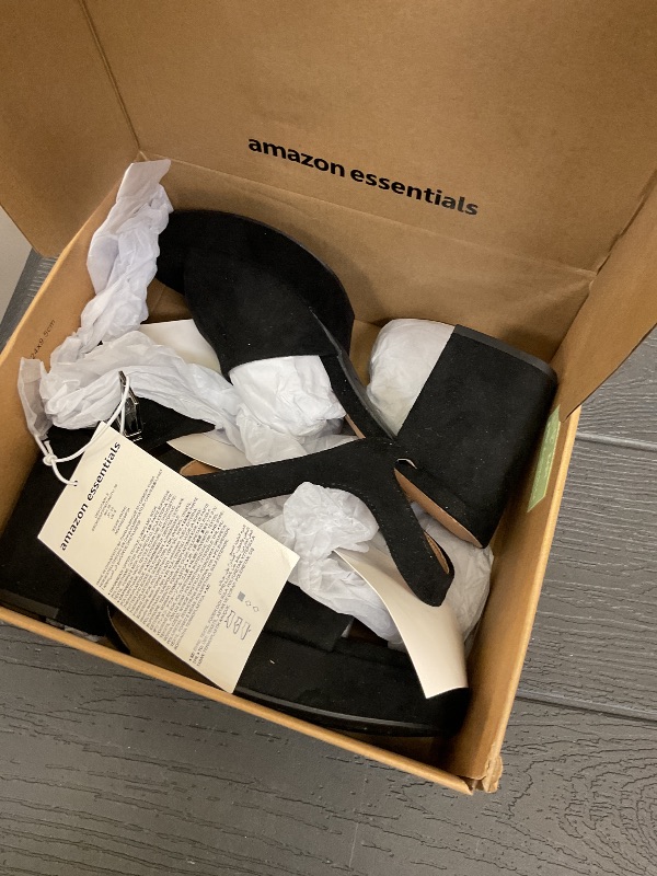 Photo 1 of Amazon Essentials Women's Platform Heel Sandal, Black Faux Suede, 8