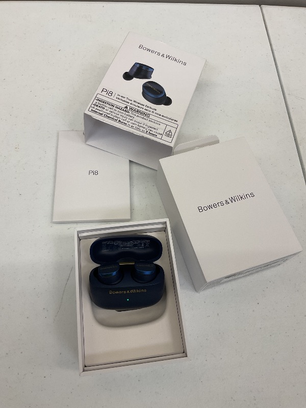 Photo 1 of Bowers & Wilkins Pi8 Wireless Bluetooth Earbuds (Midnight Blue), in-Ear Bluetooth Earphones with Qualcomm & aptX Lossless, Active Noise Cancelling Earbuds, 3 Built-in Mics, 15-Min Quick Charging