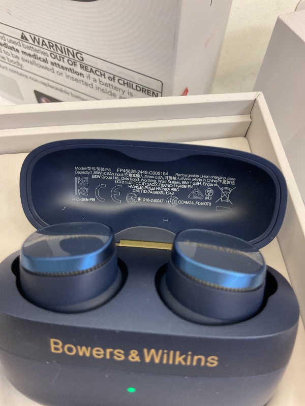 Photo 1 of Bowers & Wilkins Pi8 Wireless Bluetooth Earbuds (Midnight Blue), in-Ear Bluetooth Earphones with Qualcomm & aptX Lossless, Active Noise Cancelling Earbuds, 3 Built-in Mics, 15-Min Quick Charging
