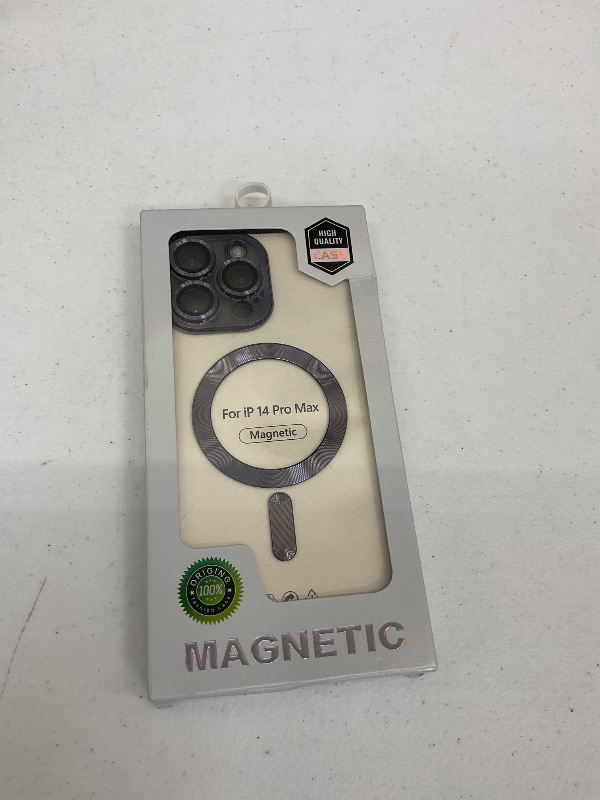 Photo 1 of Magnetic for iPhone 14 Pro Max Case with Privacy Screen Protector & Full Camera Cover,[Non-Yellowing] Plating Glossy Soft Shockproof Clear Phone Case with MagSafe Women Girls for 14 ProMax,Dark purple