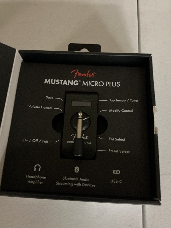 Photo 1 of Fender Mustang Micro Plus Headphone Amplifier, Bluetooth Audio Streaming and 50 Amp and Effects Models, with 2-Year Warranty