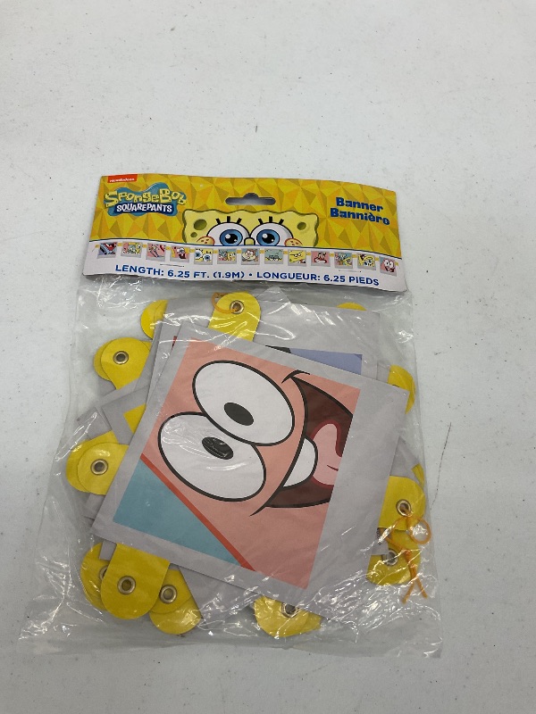 Photo 1 of Unique SpongeBob SquarePants Jointed Banner (1 Pc) - Easy Assembly, Fun & Multicolor Party Decoration for Kids' Parties & Events