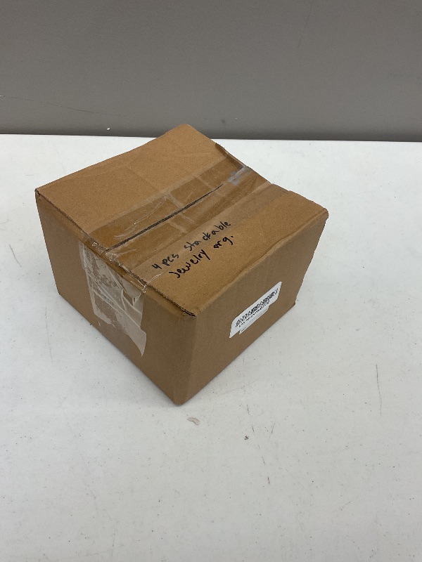 Photo 1 of 4 PCS Stackable Jewelry Organizer Tray, Plastic Storage Box 16 Grid (1.57''), Clear Organizer Tray for Drawer Dresser Vanity Desk, Jewelry Storage Box for Necklaces Bracelets Bangles Rings Earrings