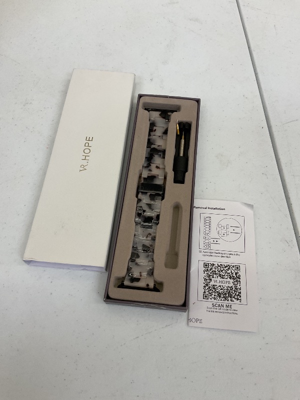 Photo 1 of V.R.HOPE Resin Watch Band Compatible with Apple Watch Band for Women 38mm 40mm 41mm 42mm 42mm Tortoise Fashion Lightweight Bracelet Strap for iWatch Series 11/10/9/8/7/6/5/4/3/2/1/SE3 (Black Floral)