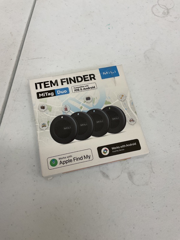 Photo 1 of MiTag Duo - Bluetooth Tracker for iOS or Android, Smart Air Tracking Tag/Key Finder/Luggage Tracker/Item Locator, Compatible with iOS Find My or Google Find Hub App, IP67 Waterproof (4 Packs)