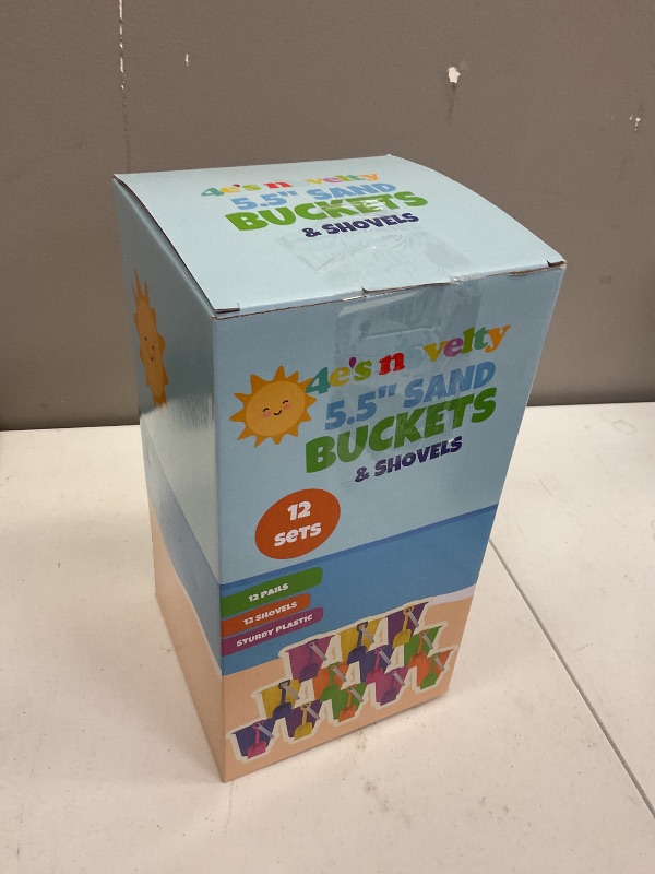 Photo 1 of 12 Sets 5.5" Sand Buckets and Shovels for Kids Bulk (12 Pack) Small Beach Bucket for Summer Outdoor Sand Toys, Party Favors, Basket Stuffers, End of Year Student Gifts from Teacher