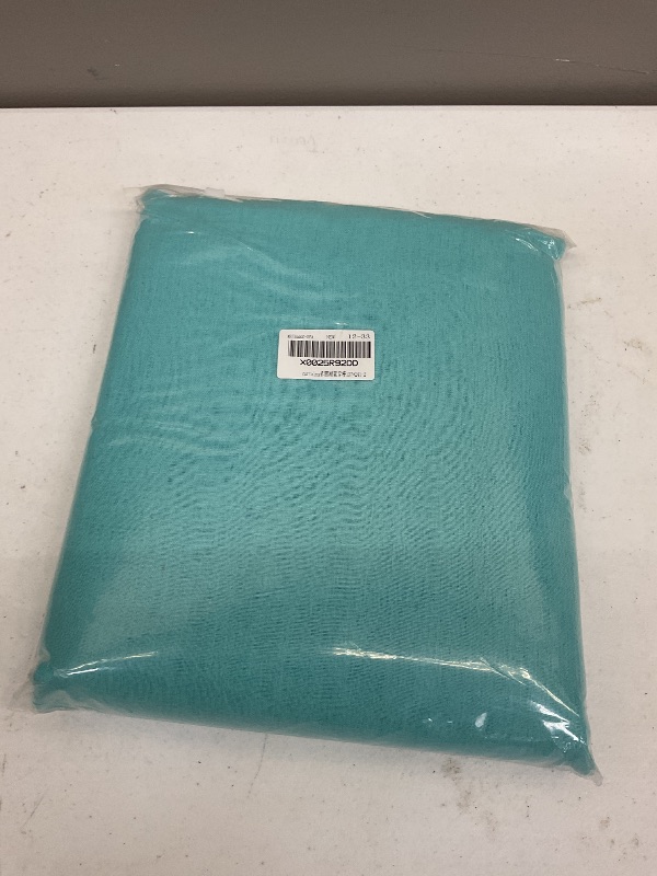 Photo 1 of MRTREES Sheer Curtains 95 inch Length Aqua Blue Living Room Curtain Sheers Bedroom Transparent Voile Window Curtain Panels Sliding Glass Door Rod Pocket 2 Panels Light Filtering Drapes