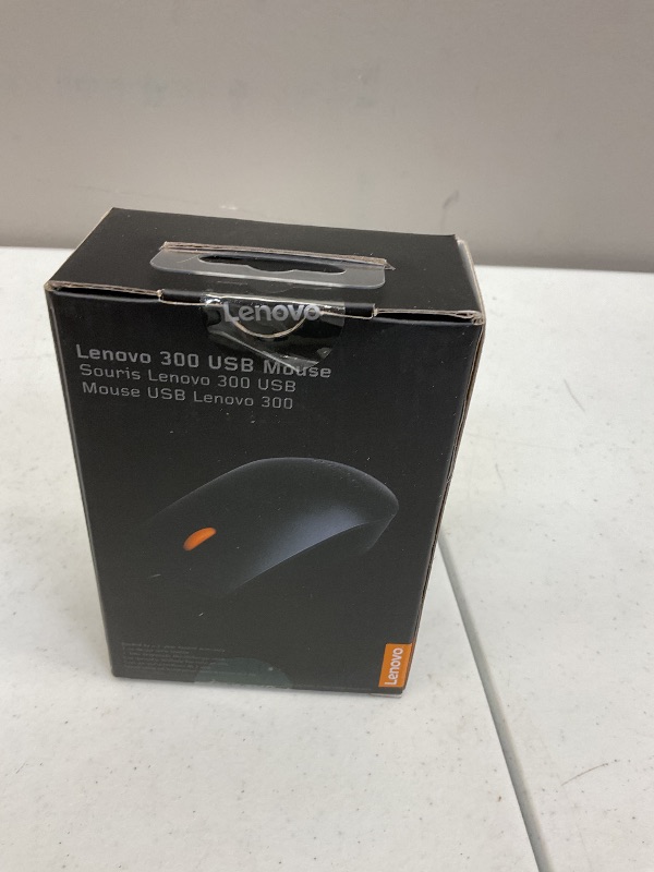 Photo 1 of Lenovo 300 USB Wired Computer Mouse - Full Size Optical Ambidextrous Mouse with 1600 DPI, Reliable USB-A Wired Connection, Easy 3-Button Navigation – Long Lasting, Durable Basic Mouse, Black