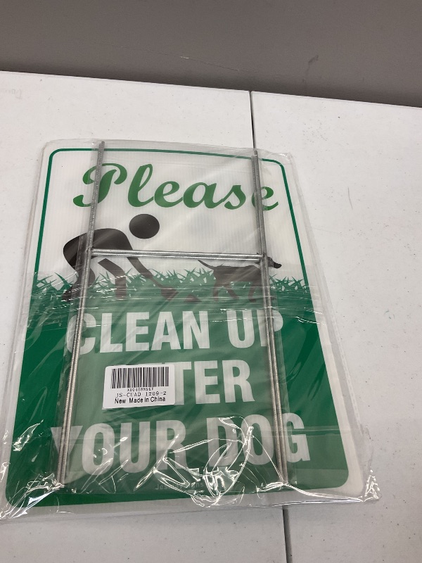 Photo 1 of 2PC Clean Up After Your Dog Signs with Stakes, Pick Up After Your Dogs Sign, 12"x9" No Pooping Dog Signs for Yard, Double Sided Corrugated Plastic, UV Protected, Fade Resistant, Easy to Install