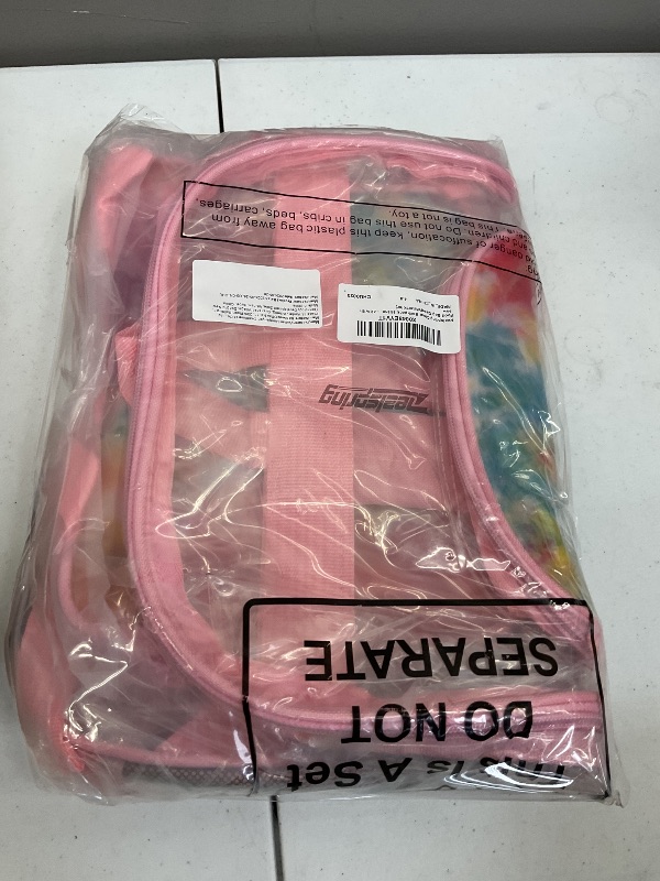 Photo 1 of Realspring 3 Pcs Clear Backpack 16 Inch Heavy Duty Clear Watercolor Bookbag PVC Transparent Bag with Food Bag Makeup Case