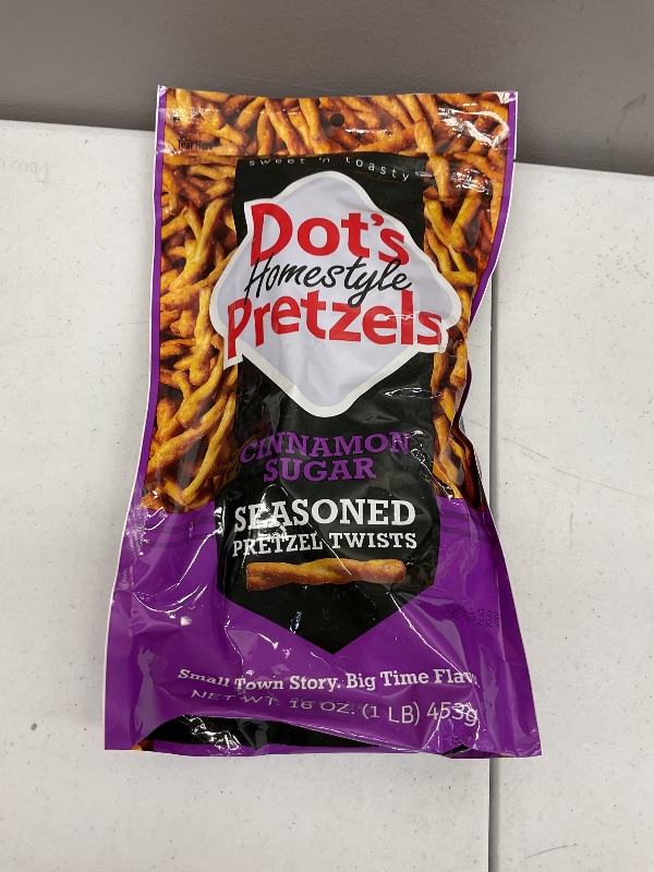 Photo 1 of Exp date 10/2025.   Dot's Pretzels Cinnamon Sugar Seasoned Pretzel Twist Snack, 16oz Grocery Sized Bag