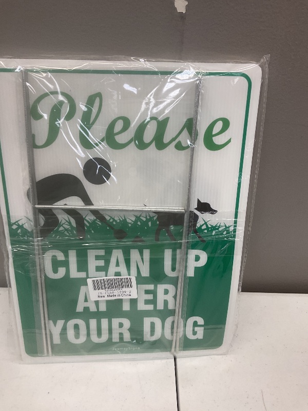 Photo 1 of 2PC Clean Up After Your Dog Signs with Stakes, Pick Up After Your Dogs Sign, 12"x9" No Pooping Dog Signs for Yard, Double Sided Corrugated Plastic, UV Protected, Fade Resistant, Easy to Install