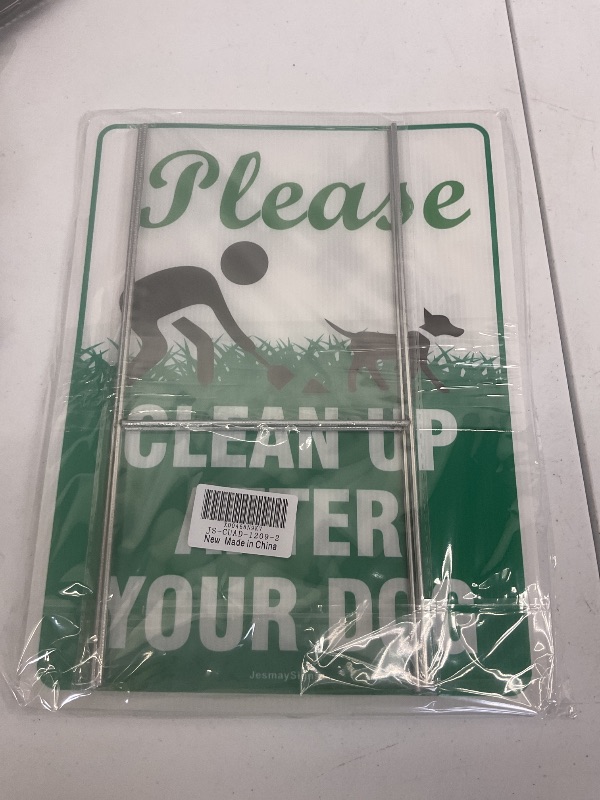 Photo 1 of 2PC Clean Up After Your Dog Signs with Stakes, Pick Up After Your Dogs Sign, 12"x9" No Pooping Dog Signs for Yard, Double Sided Corrugated Plastic, UV Protected, Fade Resistant, Easy to Install