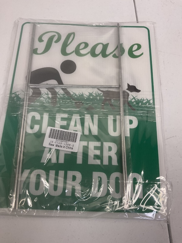 Photo 1 of 2PC Clean Up After Your Dog Signs with Stakes, Pick Up After Your Dogs Sign, 12"x9" No Pooping Dog Signs for Yard, Double Sided Corrugated Plastic, UV Protected, Fade Resistant, Easy to Install