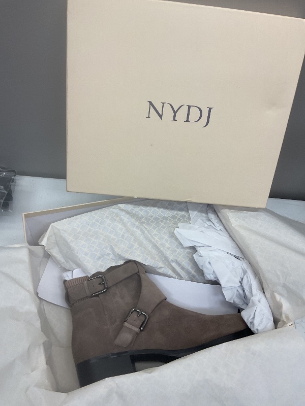 Photo 1 of NYDJ Women's Parvani Oily Suede Mid Calf Boot, Taupe, 8.5