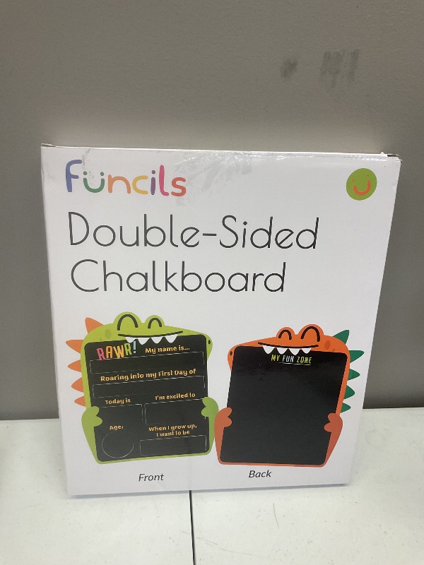 Photo 1 of First Day of School Sign (11 x 13) - Double Sided Back to School Board, First Day of Preschool & Kindergarten Sign - Kids Chalkboard for Boys & Girls + 3 Chalk Markers