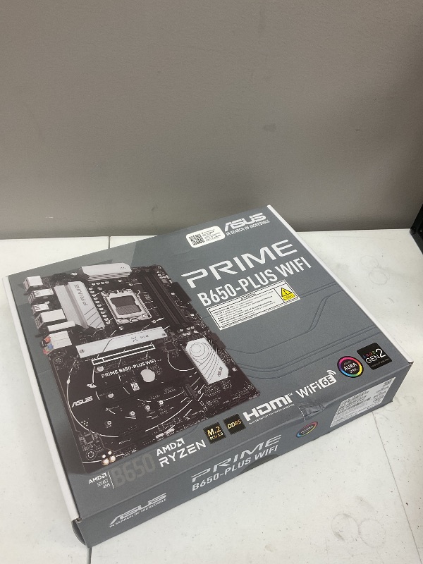 Photo 1 of ASUS Prime B650-PLUS WiFi AMD B650 AM5 Ryzen™ Desktop 9000 8000 & 7000 ATX Motherboard, DDR5, PCIe 5.0 M.2, 2.5Gb LAN, WiFi 6E, HDMI™, SATA 6 Gbps, USB Type-C®, BIOS Flashback™, Thunderbolt™ 4 Header*****factory sealed
