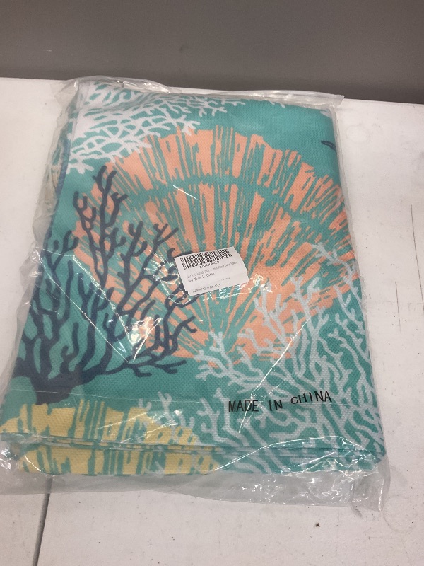 Photo 1 of Nautical Coastal Chair Covers Set of 4 Starfish Ocean Coral Chair Slipcover Protector Removable Stretch Chair Covers Aqua Green Beach Chair Back Covers for Dining Chairs Kitchen Dinner Party Summer