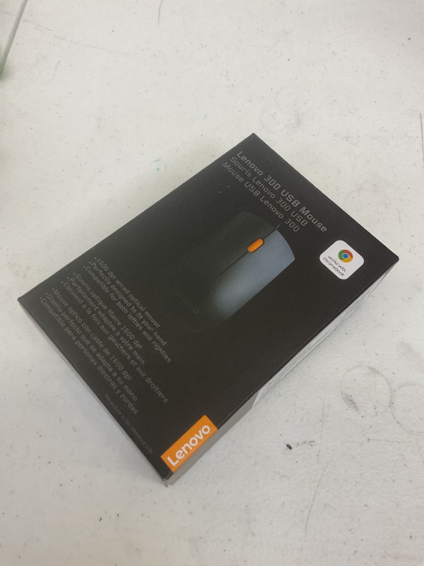 Photo 1 of Lenovo 300 USB Wired Computer Mouse - Full Size Optical Ambidextrous Mouse with 1600 DPI, Reliable USB-A Wired Connection, Easy 3-Button Navigation – Long Lasting, Durable Basic Mouse, Black