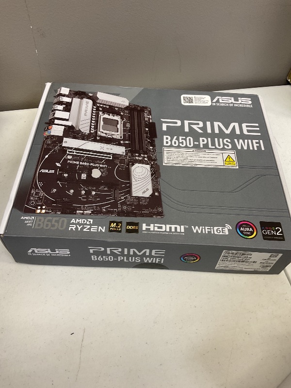 Photo 1 of ASUS Prime B650-PLUS WiFi AMD B650 AM5 Ryzen™ Desktop 9000 8000 & 7000 ATX Motherboard, DDR5, PCIe 5.0 M.2, 2.5Gb LAN, WiFi 6E, HDMI™, SATA 6 Gbps, USB Type-C®, BIOS Flashback™, Thunderbolt™ 4 Header