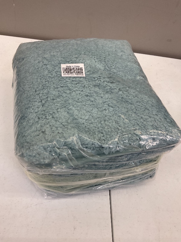 Photo 1 of 3 Pieces Luxury Bathroom Rug Set with U-Shaped Toilet Rug, Non-Slip Rubber Bottom, Thick Microfiber Fluffy Plush, Water absorption, Quick Dry, Ultra Soft, Bath Mats for Bathroom, Tub(Lake Blue)