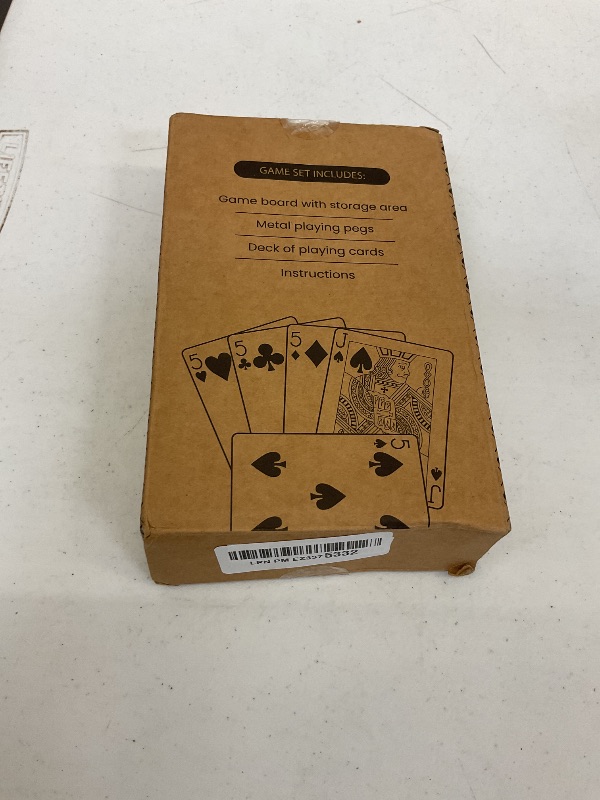 Photo 1 of Foldable Cribbage Board Game Set - Travel Cribbage Board Includes Wooden Board with Storage, Metal Pegs, Deck of Cards, Instructions for 2-4 Players