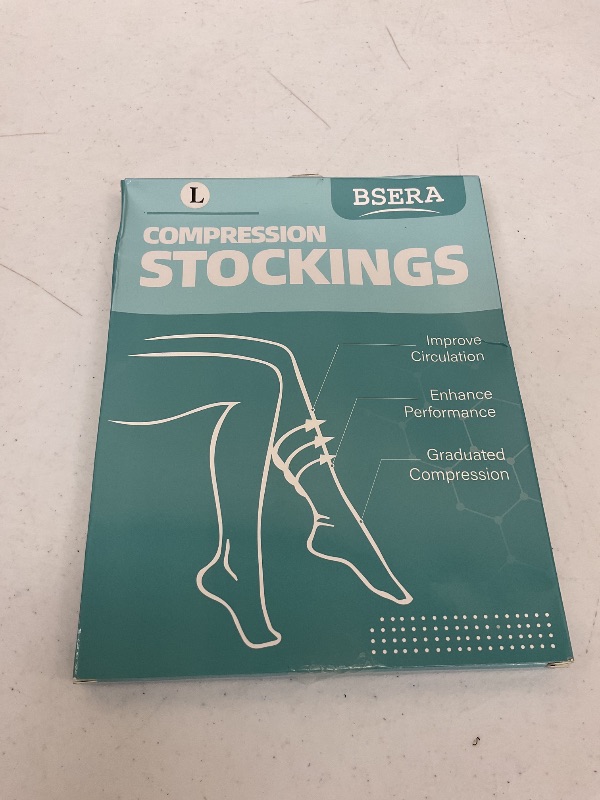 Photo 1 of 2 Pairs Sheer Compression Socks for Women - 15-20 mmHg Knee High Sheer Compression Stockings for Support Circulation Swelling Edema Work Office Travel, Black, Large