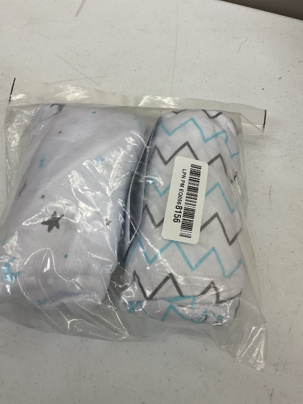 Photo 1 of American Baby Company 3 Pack 100% Natural Cotton Fitted Mini Crib Sheets 38" x 24" - Soft & Breathable Small Nesting Portable Sheets, Fits Pack N Play Mattresses, Blue Star/Zigzag, for Boys & Girls