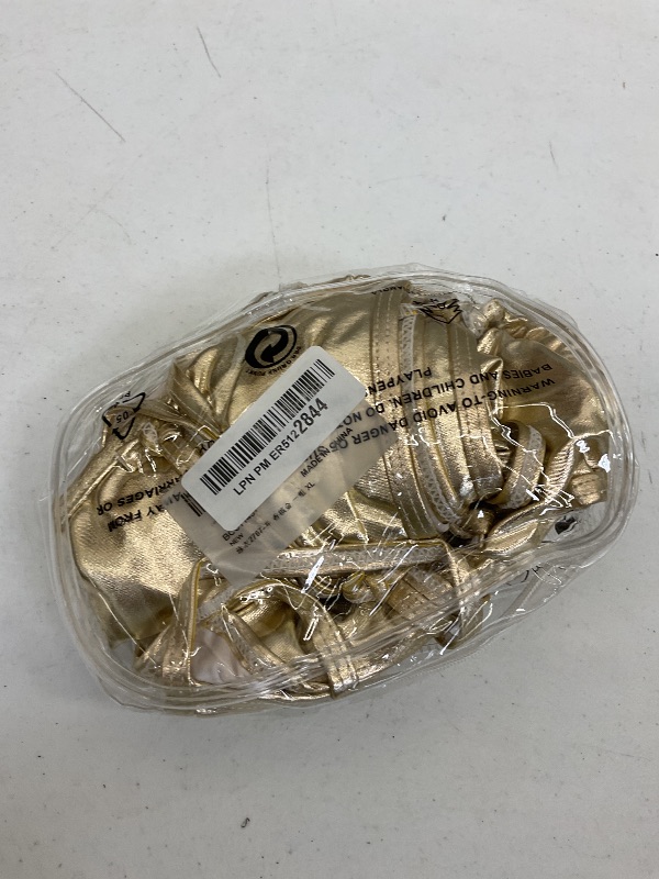 Photo 1 of Century Star Womens Metallic Bikini Gold Silver Triangle Bikini Top Tie Side String Bathing Suit Two Piece Swimsuit Champagne Gold 16-18