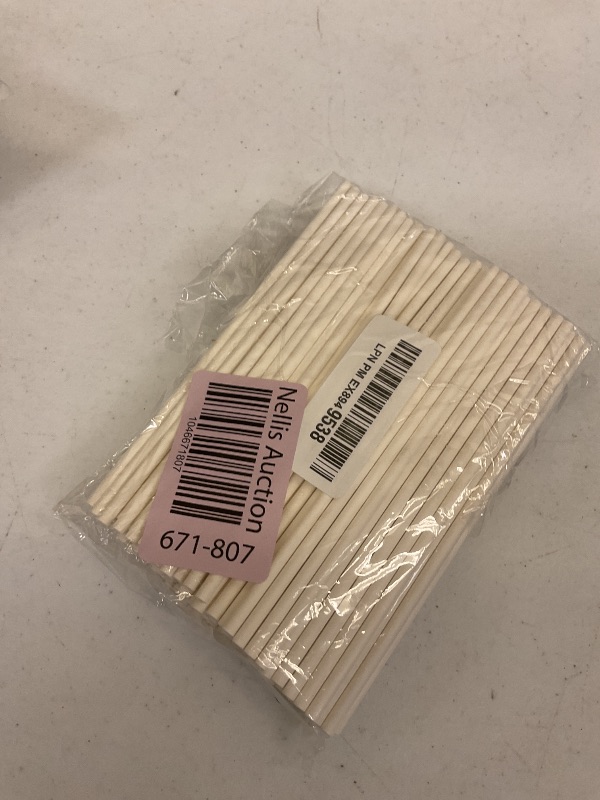 Photo 1 of 6 INCH White Paper Lollipop and Cake Pop Sticks,Sucker Sticks for Cookies,Rainbow Candy,Chocolate,Cake Topper(Dia 4mm)