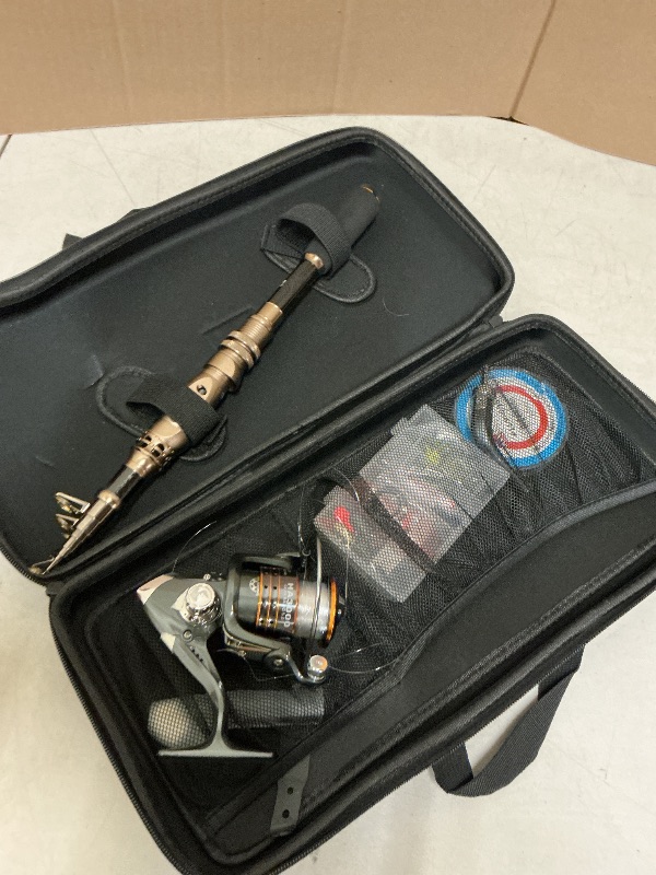 Photo 1 of PLUSINNO Spinning Rod and Reel Combos Telescopic Fishing Rod Pole with Reel Line Lures Hooks Fishing Carrier Bag Case and Accessories Fishing Gear Organizer (2.4M 7.87FT Fishing Gear Organizer) ...