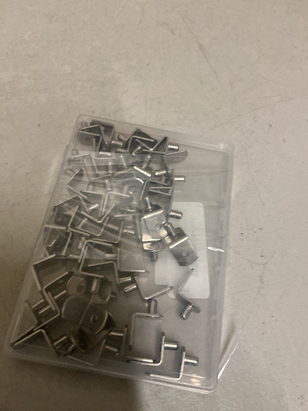 Photo 1 of 5mm Shelf Support Pegs, Shelf Pegs with Hole, Cabinet Shelf Bracket Pegs, L-Shaped Nickel Plated Shelf Pins Holders for Bookcase Kitchen Closet Shelf Shelves Furniture Cabinet (50, Silver)