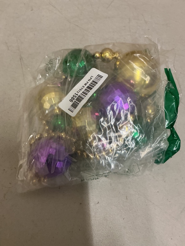 Photo 1 of 4E's Novelty Mardi Gras Jumbo Bead Necklace Purple Gold Green Huge Disco, St Patrick Necklace, Ball Dress Up Necklace Accessory