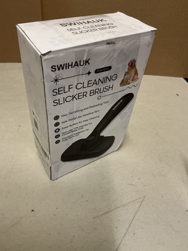 Photo 1 of Swihauk Self Cleaning Slicker Brush for Dogs & Cats - Skin Friendly Deshedding and Grooming Brush for Haired Pets, Pet Supplies Accessory, Black