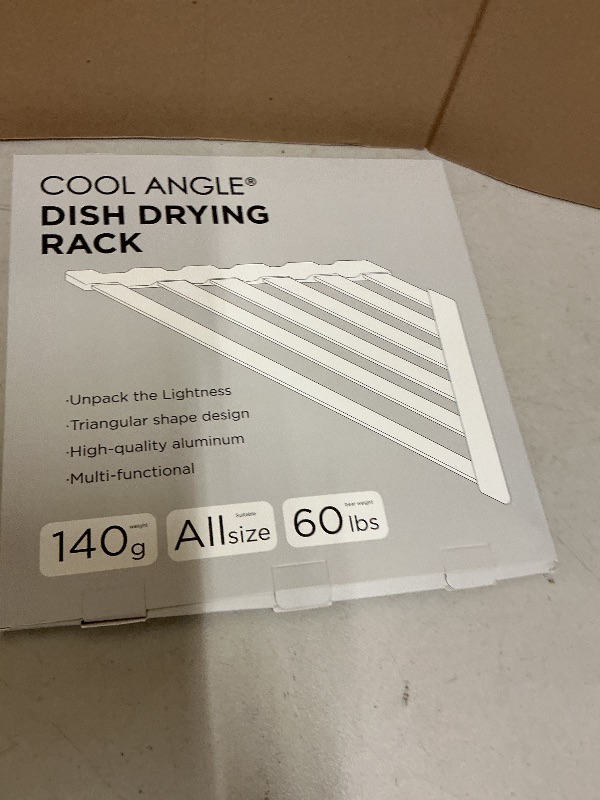 Photo 1 of COOL-ANGLE Triangular Dish Drying Rack, Sponge Holder for Kitchen Sink Multipurpose Over The Sink Aluminum Draining Rack Non-Slip, Easy to Clean and Space Saving, Triangular 16 x 9.5inch Matte Grey