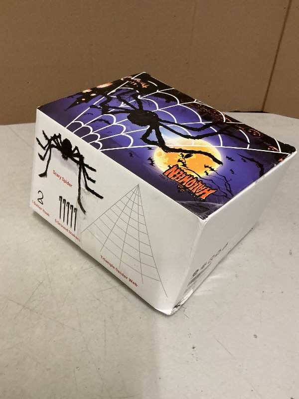 Photo 1 of Land Guard 240'' Big Spider Web Halloween Decor+70'' Huge Spider for Roof with Triangular Big Web for on House Outside and Inside