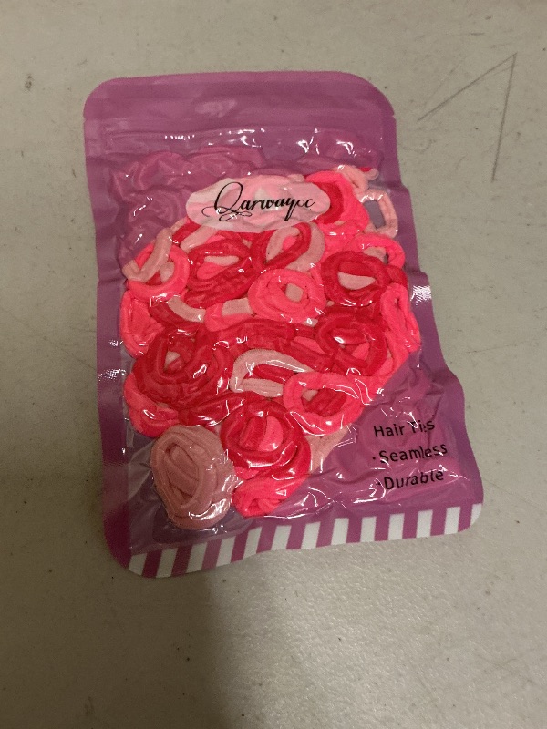 Photo 1 of Pink Kids Hair Ties for Girls, Seamless Toddler Baby Hair Ties Bands No Damage, Cotton Girls Ponytail Holders for Baby, 0.97 Inch in Diameter by Qarwayoc