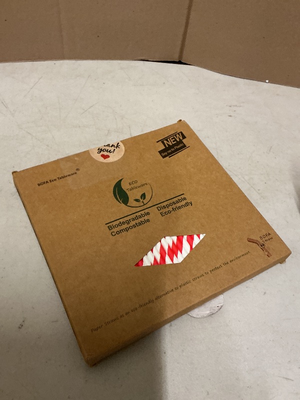 Photo 1 of 100 Red and White Paper Straws Bulk, Disposable Red Striped Drinking Straws Paper Cake Pop Sticks for Craft and Christmas Decoration (7.75inch)